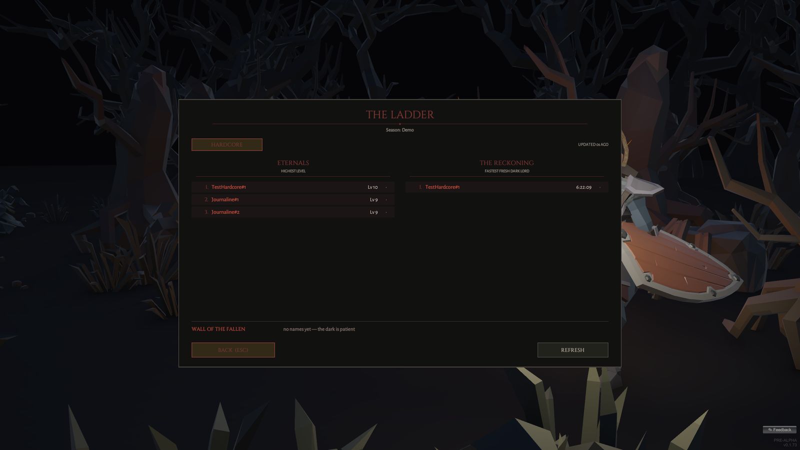 The ladder board open in the graveyard, a fallen player's ghost standing beside it.